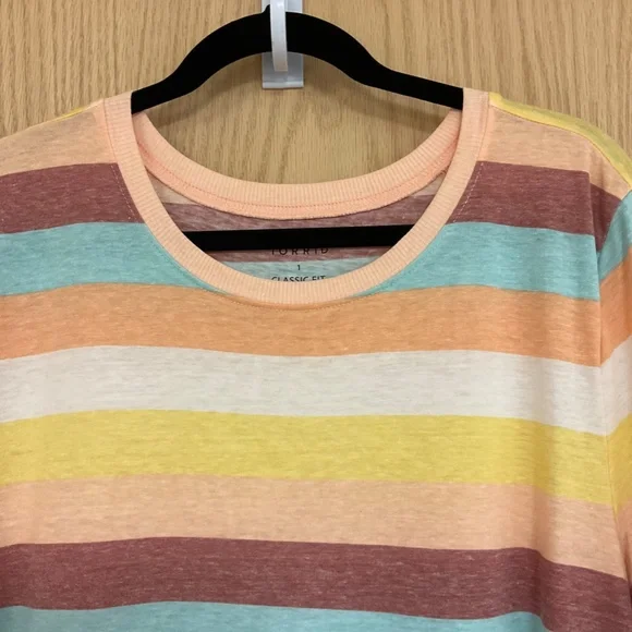 Torrid Classic Fit Crew Tee Vintage Triblend Jersey Multicolor Striped Size 1 1X - Picture 4 of 5